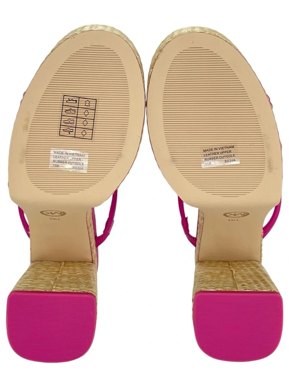 Michael Kors Corrine Pink Leather Raffia Womens Platform Sandals Size 11M